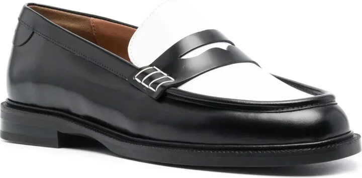 Two-Tone Design Leather Loafers - Image 2
