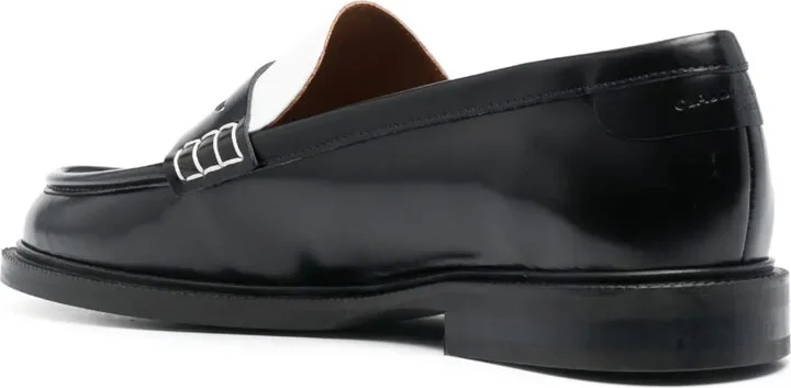 Two-Tone Design Leather Loafers - Image 3