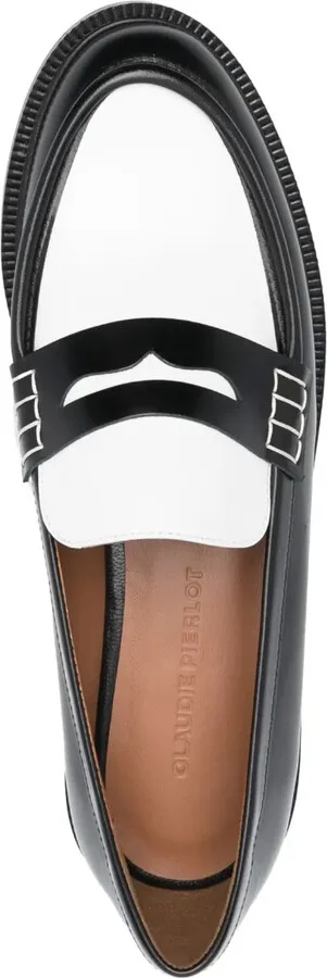 Two-Tone Design Leather Loafers - Image 4