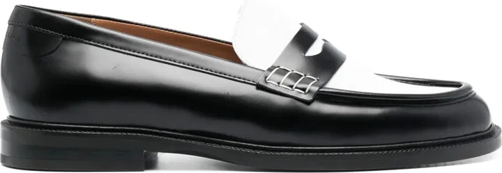 Two-Tone Design Leather Loafers