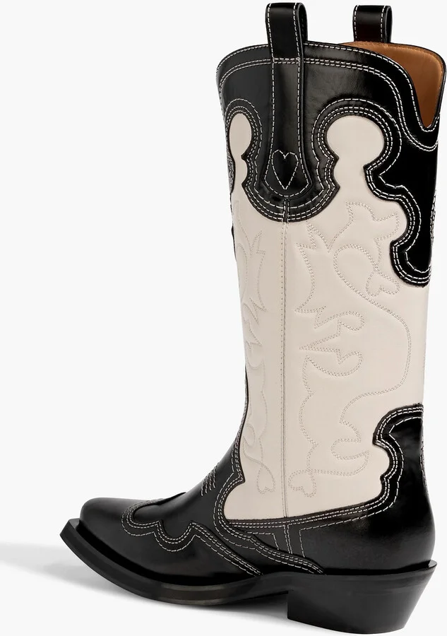 Two-tone embroidered leather cowboy boots - Image 3