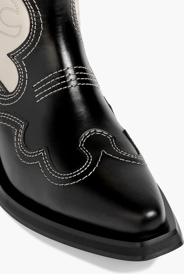 Two-tone embroidered leather cowboy boots - Image 4