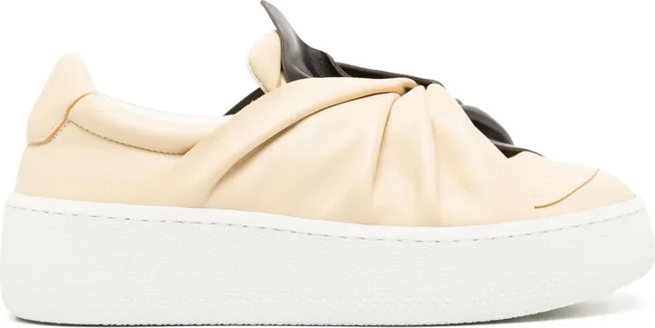 Two-Tone Knot-Detail Loafers