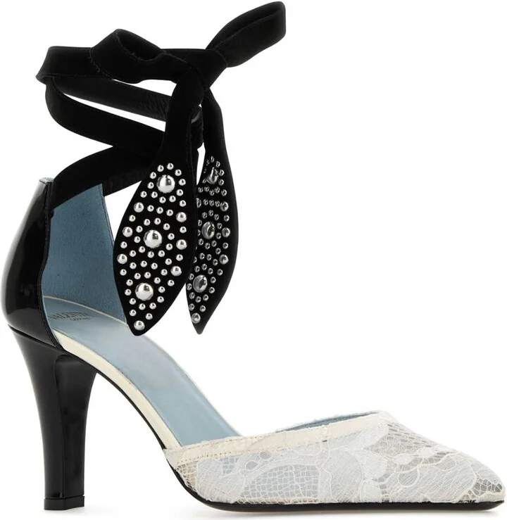 Two-tone Lace And Leather Foliefoliage Pumps - Image 2