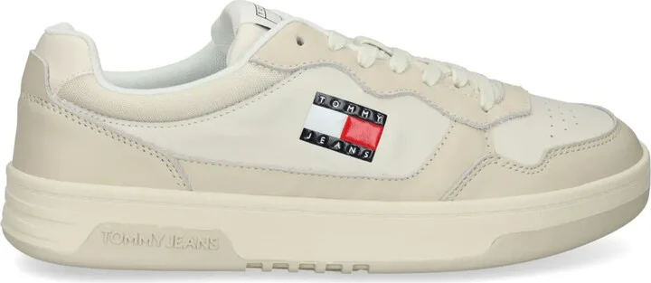Two-Tone Lace-Up Leather Trainers