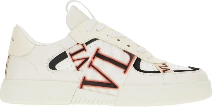 Two-tone Leather And Fabric Vl7n Sneakers