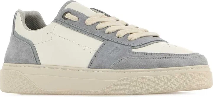 Two-tone Leather And Suede Initial Sneakers - Image 2