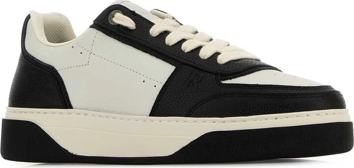 Two-tone Leather And Suede Initial Sneakers - Image 2