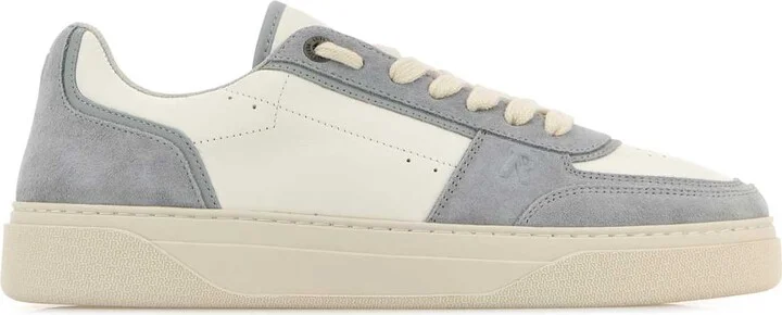 Two-tone Leather And Suede Initial Sneakers