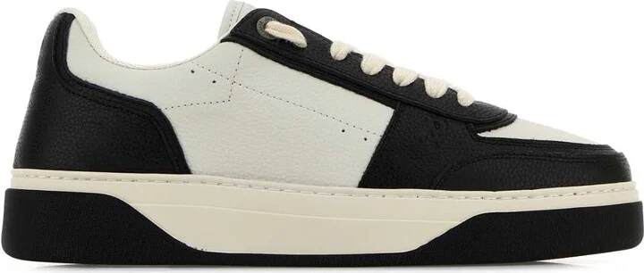 Two-tone Leather And Suede Initial Sneakers