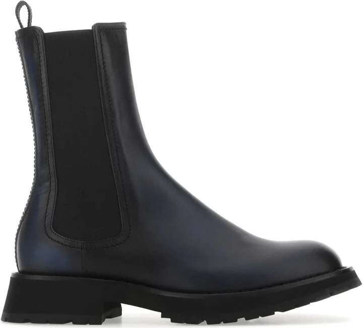 Two-tone Leather Ankle Boots