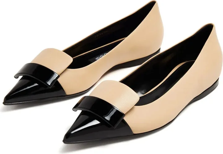 Two-Tone Leather Ballerina Shoes - Image 4