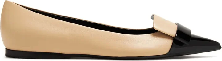 Two-Tone Leather Ballerina Shoes