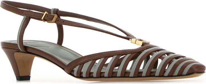 Two-tone Leather Ffold Pumps - Image 2