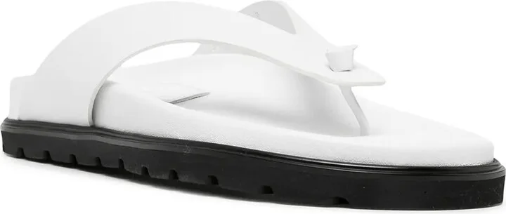 Two-Tone Leather Flip Flops - Image 2