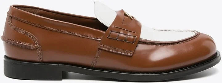 Two-Tone Leather Penny Loafers