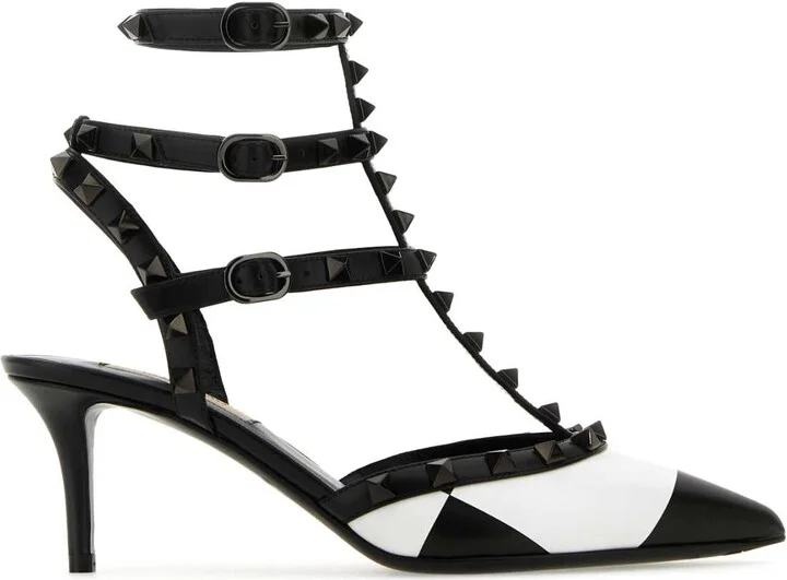 Two-tone Leather Rockstud Pumps