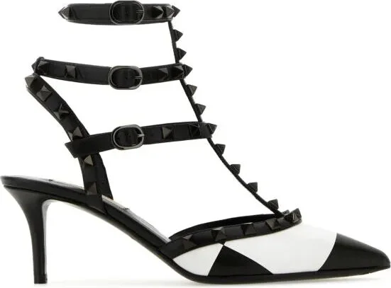 Two-tone leather Rockstud pumps