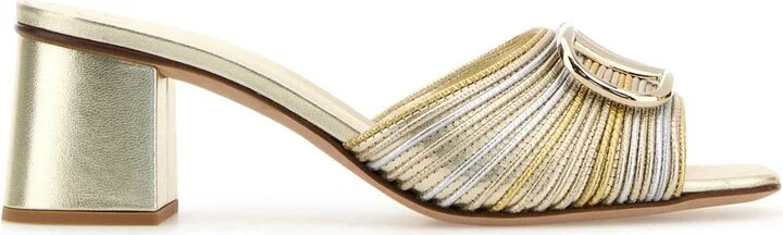Two-tone Leather Vlogo Signautre Mules