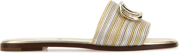 Two-tone Leather Vlogo Signautre Slippers