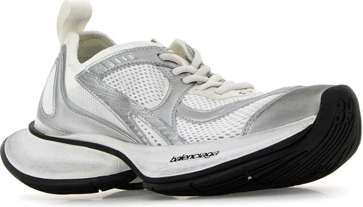Two-tone Mesh And Fabric Circuit Sneakers - Image 2