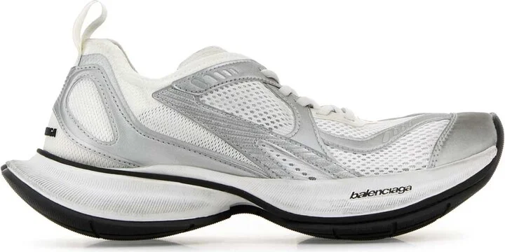 Two-tone Mesh And Fabric Circuit Sneakers