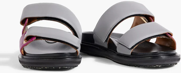 Two-tone padded leather sandals - Image 2