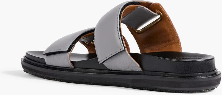 Two-tone padded leather sandals - Image 3