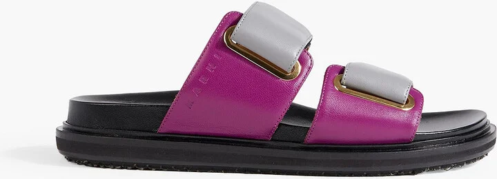 Two-tone padded leather sandals