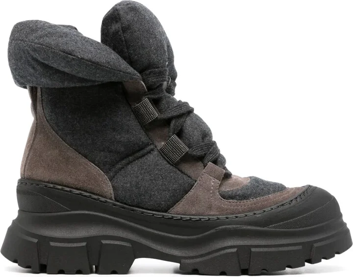 Two-Tone Panelled Ankle Boots