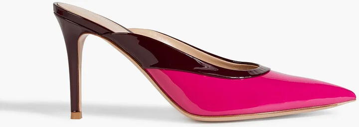 Two-tone patent-leather mules