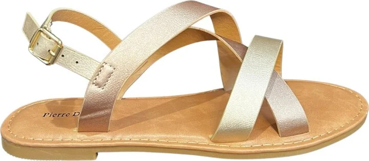 Two Tone Sandals In Gold Multi