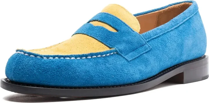 two-tone suede "Blue/Yellow" loafers - Image 2