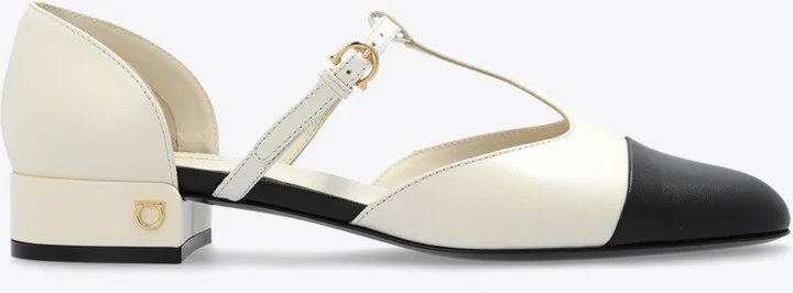 Two-Tone T-strap Ballet Flats