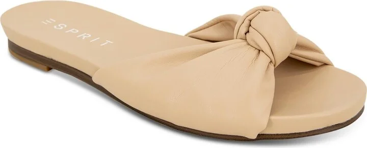Tyla Womens Faux Leather Footbed Slide Sandals