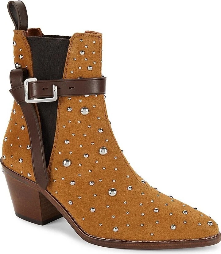 Tyler Cecilia Riding-Heel Studded Suede Chelsea Boots - Image 2