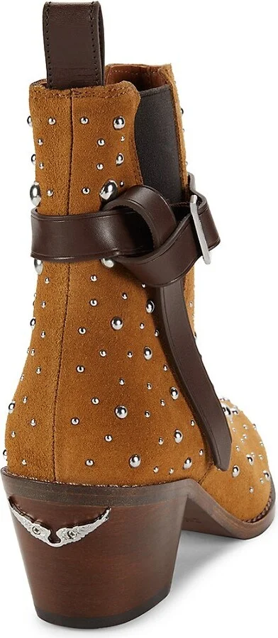 Tyler Cecilia Riding-Heel Studded Suede Chelsea Boots - Image 3