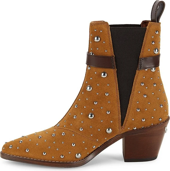 Tyler Cecilia Riding-Heel Studded Suede Chelsea Boots - Image 4