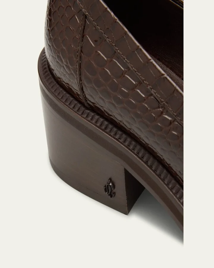 Tylor 60 Croc-Embossed Leather Loafers - Image 3