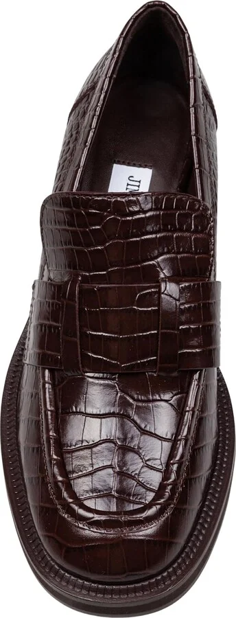 Tylor Loafer In Crocodile Print Leather, Chocolate Color - Image 2