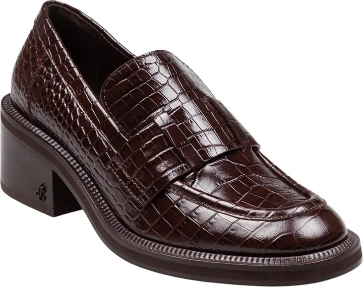 Tylor Loafer In Crocodile Print Leather, Chocolate Color - Image 4