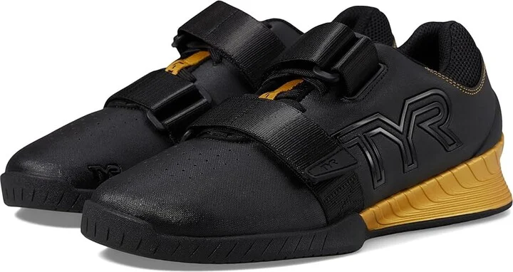 TYR L-1 Lifter Men's Shoes Black/Gold - Squat University : 5 M, Leather/Textile