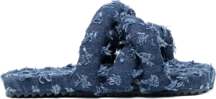 Tyre padded denim slides