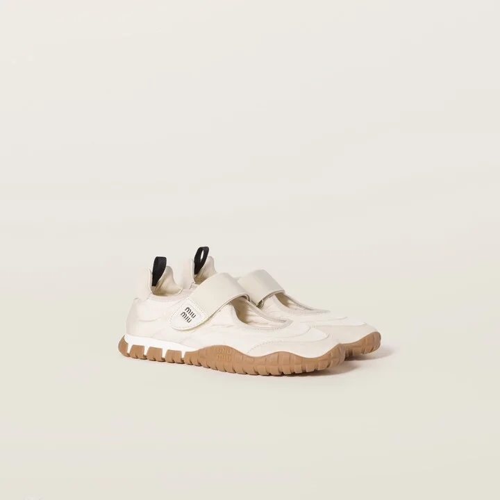 Tyre technical fabric and suede ballerinas