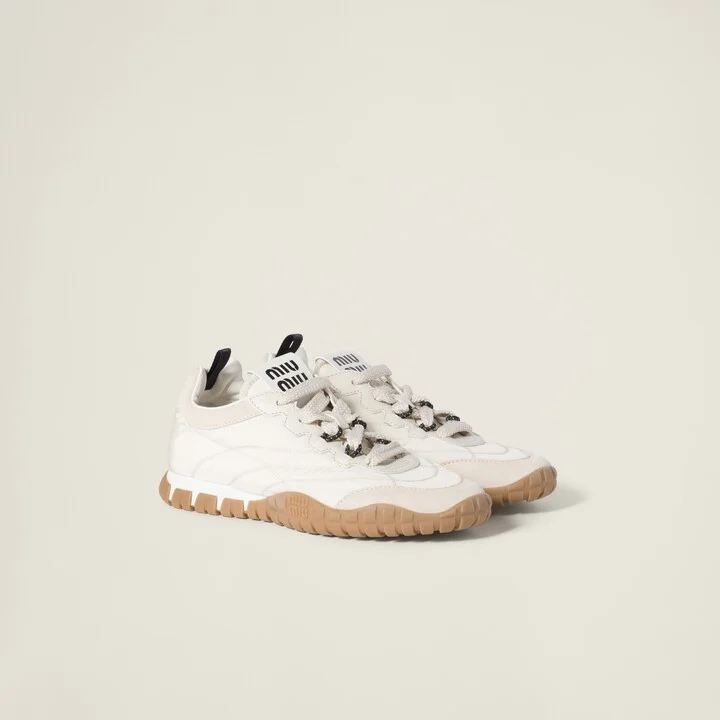 Tyre technical fabric and suede sneakers