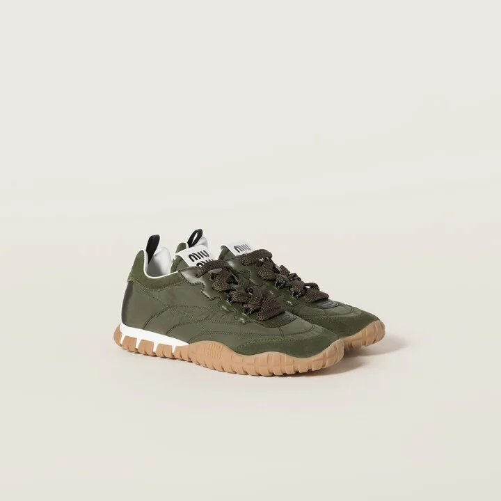 Tyre technical fabric and suede sneakers