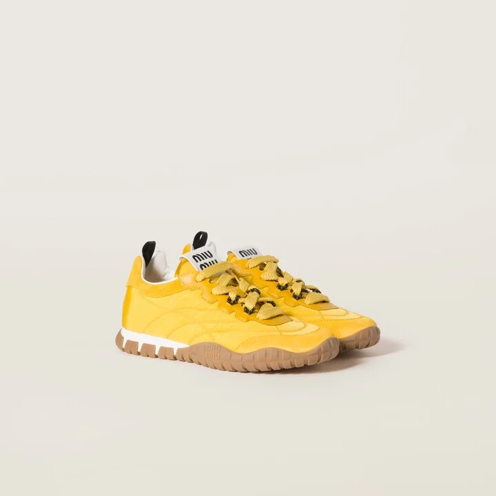 Tyre technical fabric and suede sneakers