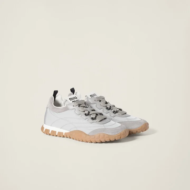 Tyre technical fabric and suede sneakers