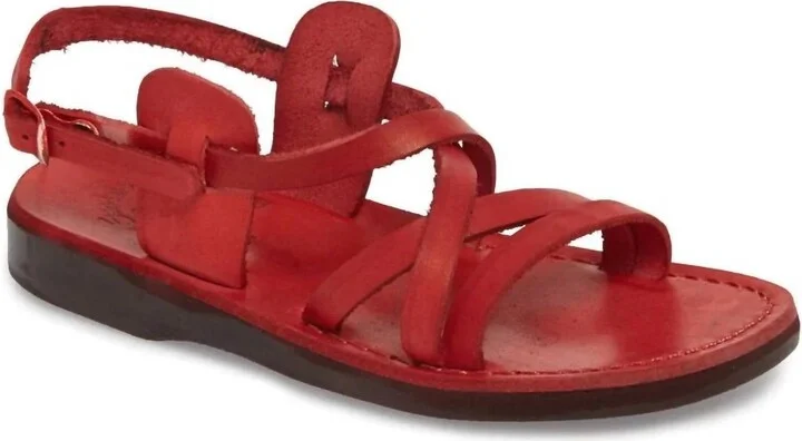 Tzippora Leather Strappy Slingback Sandal In Red