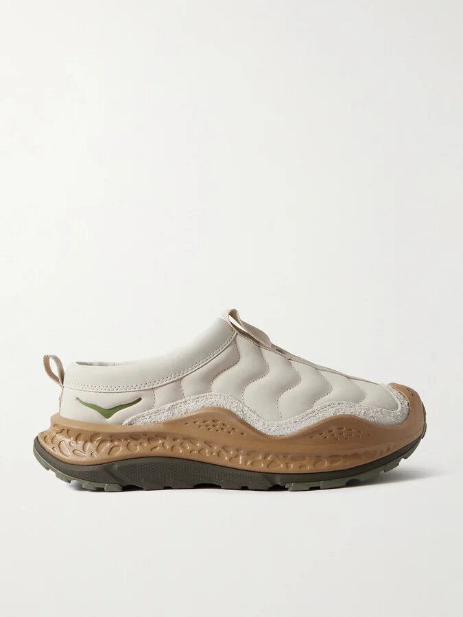 U Ora Primo TP Brushed Suede-Trimmed Nubuck Slip-On Sneakers